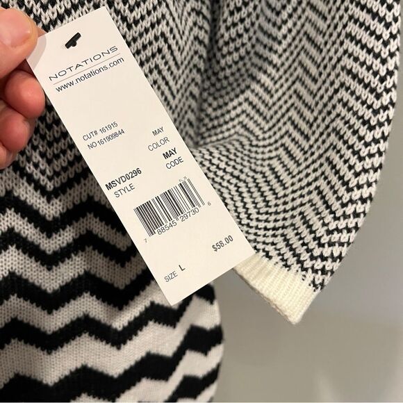 Notations long sleeve zig zag print a-line sweater dress size L Large - Picture 7 of 13